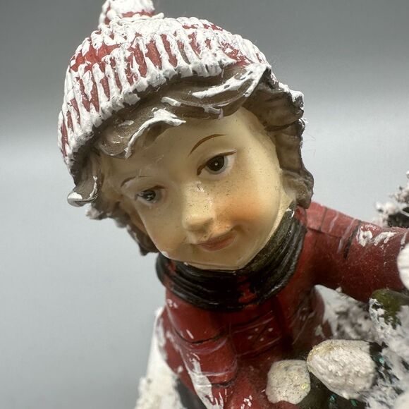 Vintage snow people playing in the snow Christmas scene - Picture 11 of 12